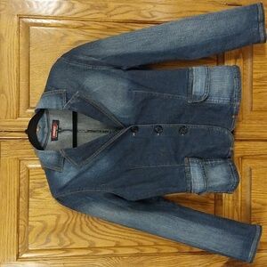 Angel Jeans Vintage Y2K Denim Blazer Jacket Medium Blue Wash Sze Juniors Large